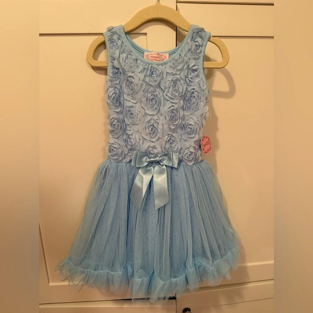 Popatu Light Blue Rosette Tulle Dress
